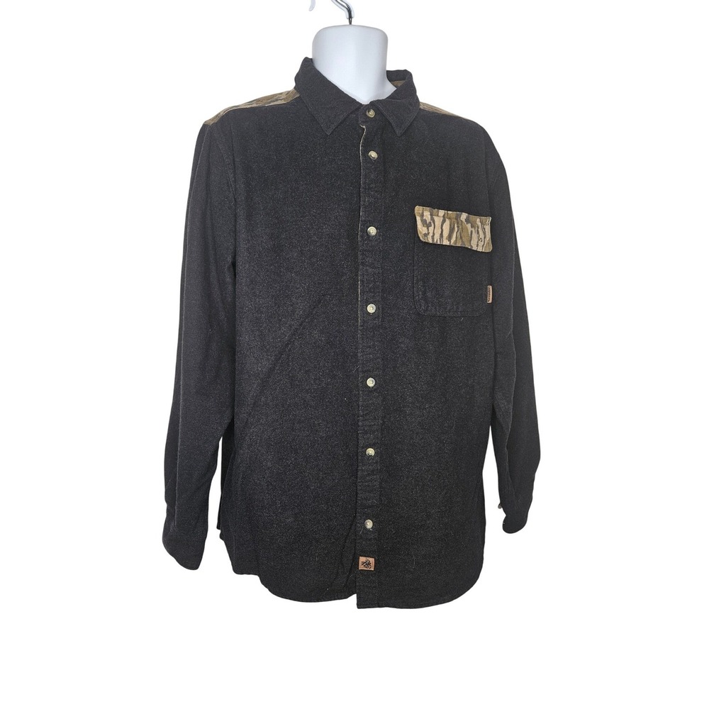 Legendary Whitetails‎ Buck Camp Flannel LT Black Camo Yoke Button Shirt Men's